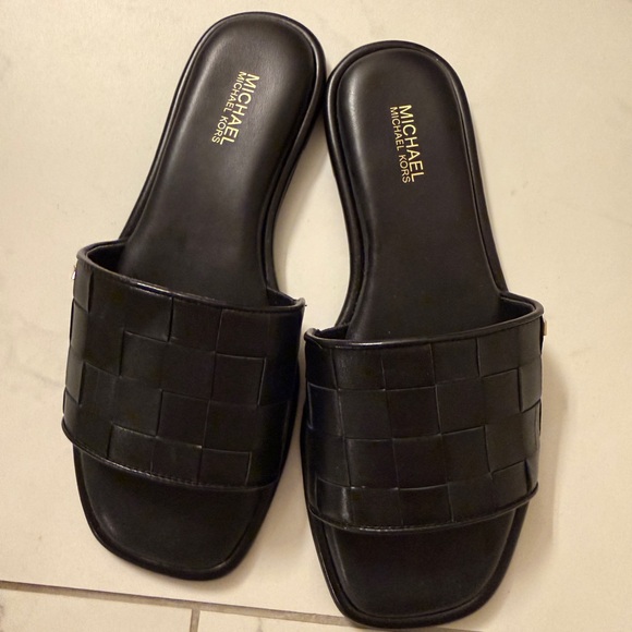 Michael Kors Black Woven Slide Sandals - Picture 3 of 7
